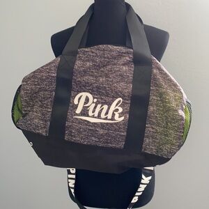 Marl blackish grey & yellow gym bag duffle bag